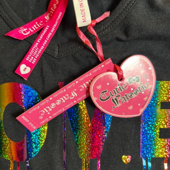 Cutie Patootie Rainbow Holographic Love Tee - Picture 9 of 11